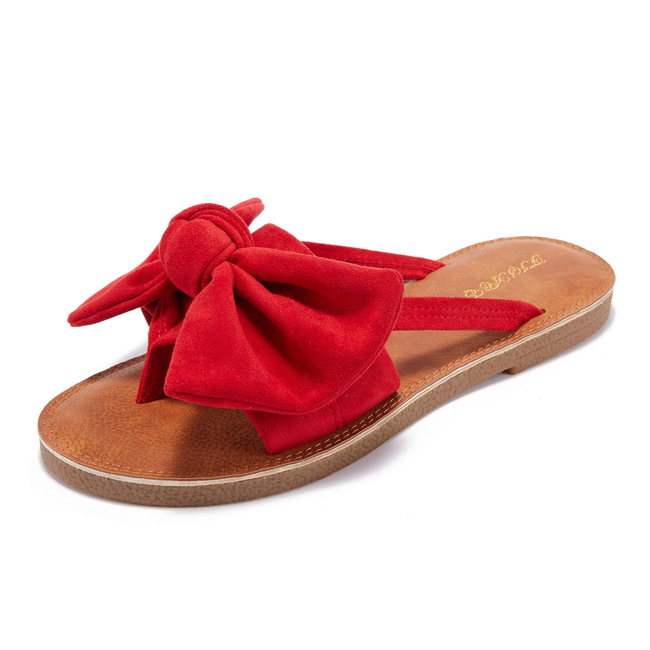 FISACE Womens Slip On Flip Flops Ring Toe Strappy Summer Gladiator Flat Sandals