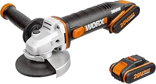 WORX WX800 18V (20V Max) Cordless 115mm Angle Grinder with x2 2.0Ah Batteries, Black