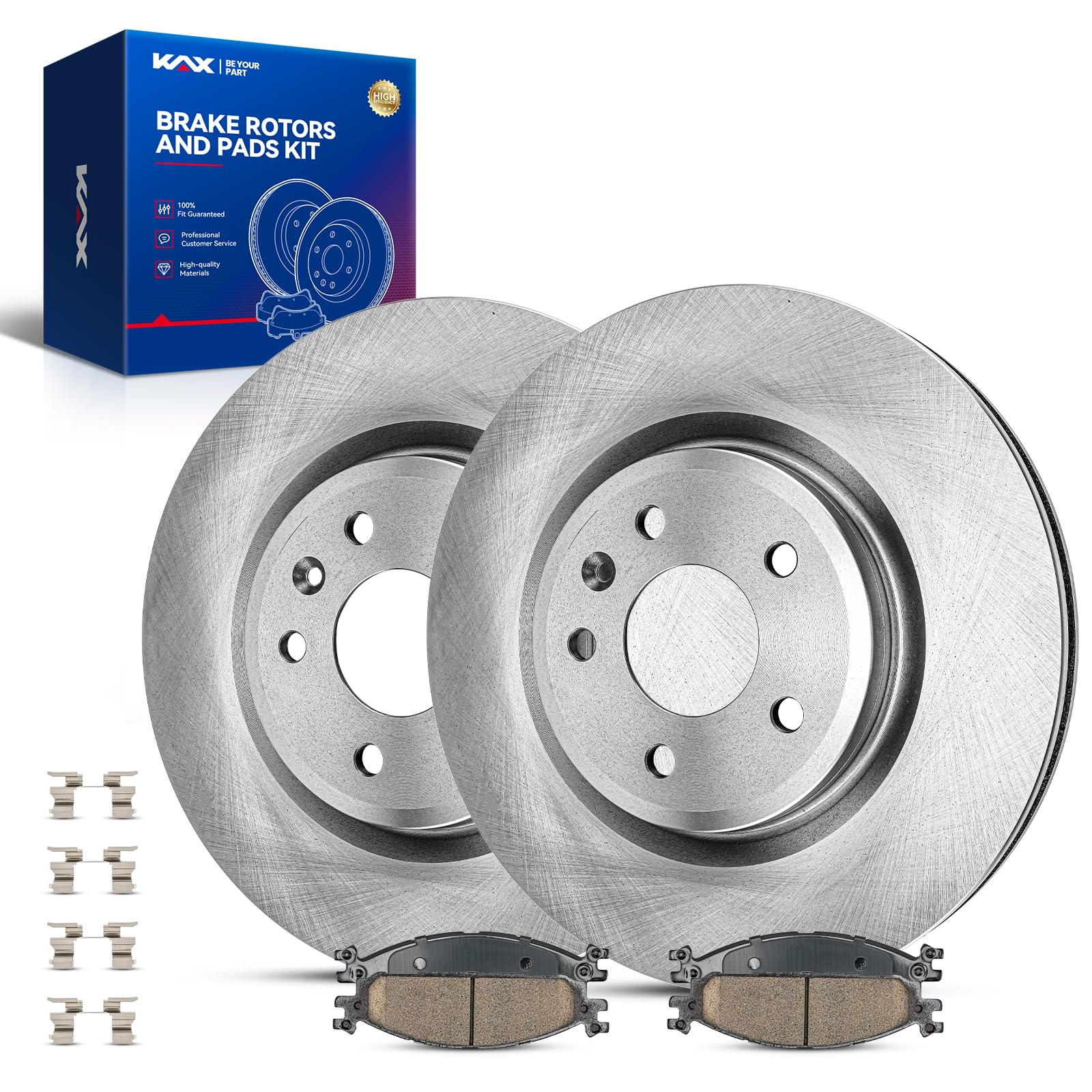 KAX Front Brake Kit, OE Brake Rotors and Ceramic Brake Pads | Fits Ford Explorer 2011-2019, Ford Taurus 2010-2019, Ford Flex 2009-2019, Lincoln MKS 2009-2012, Lincoln MKT 2010-2019