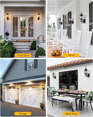 Miniatura 7 de VIANIS Lámpara de pared al aire libre, luz negra para porche exterior, moderna linterna exterior para casa, iluminación al aire libre del atardecer