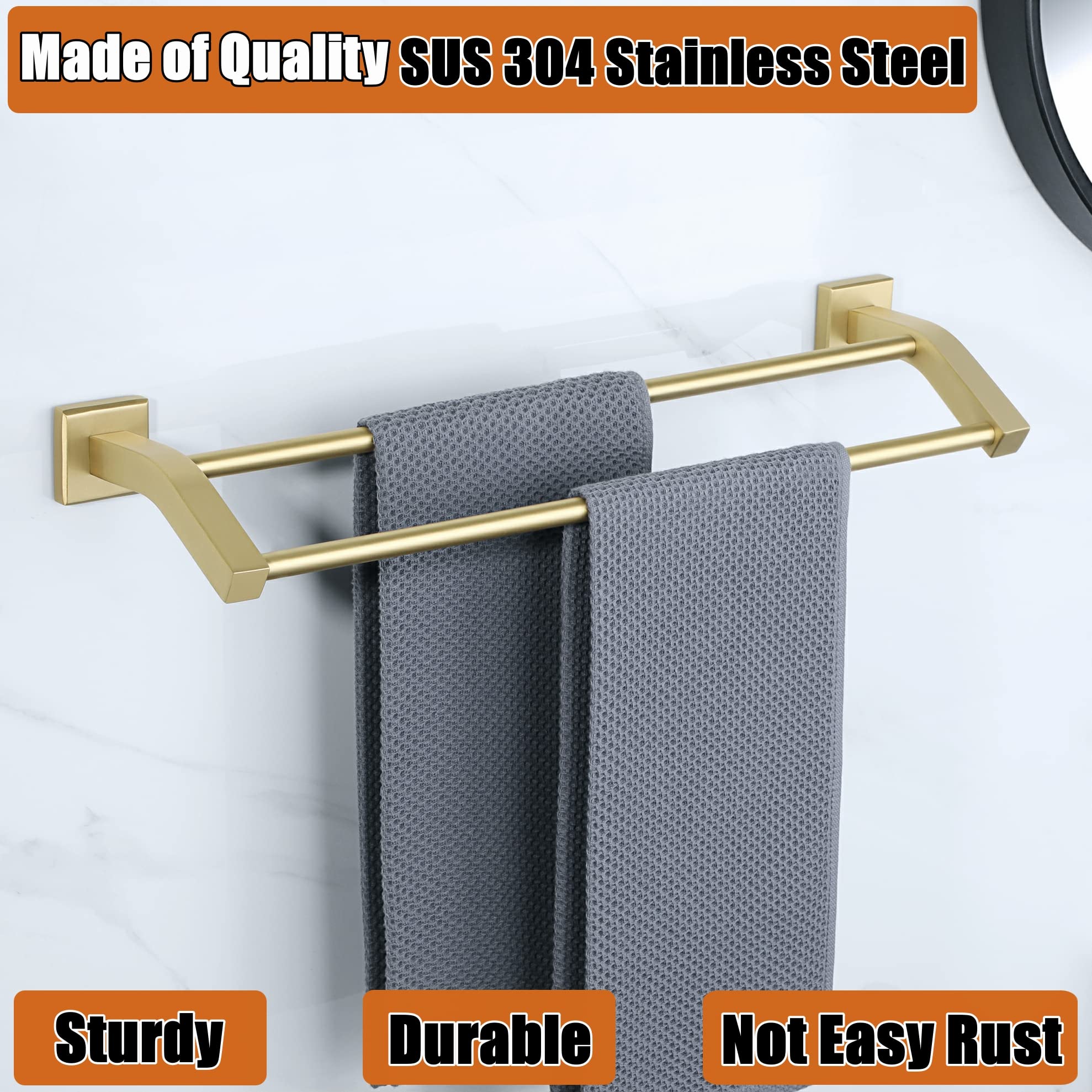 Snapklik.com : Alise Bath Double Towel Bars Towel Racks For Bathroom ...