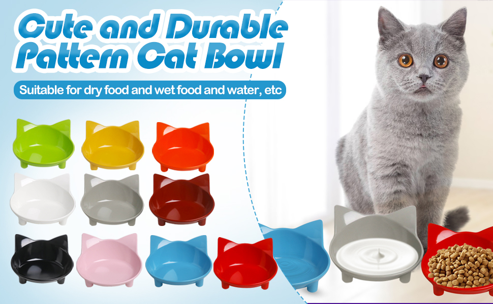 Cat Bowl Cat Food Bowls Non Slip Dog Dish Pet Food Bowls Shallow Cat Water Bowl Cat Feeding Wide Bowls to Stress Relief… - Image 8