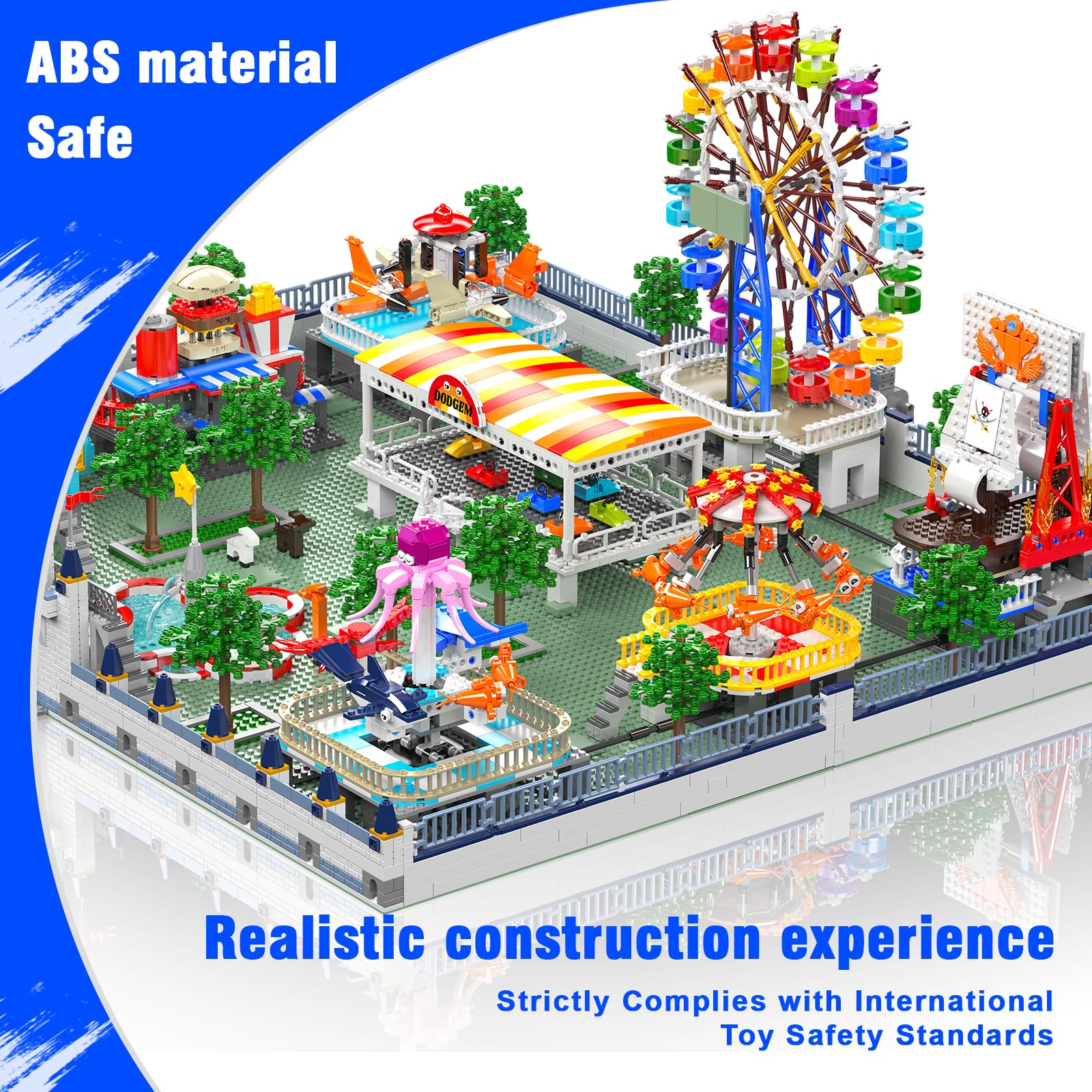 Mould King 11022 Vergnügungspark Bauspielzeug Elektrisch Freizeitpark Klemmbausteine MOC Karneval Bausatz Bausteine Kompatibel mit Andere Marke(5220 Teile)
