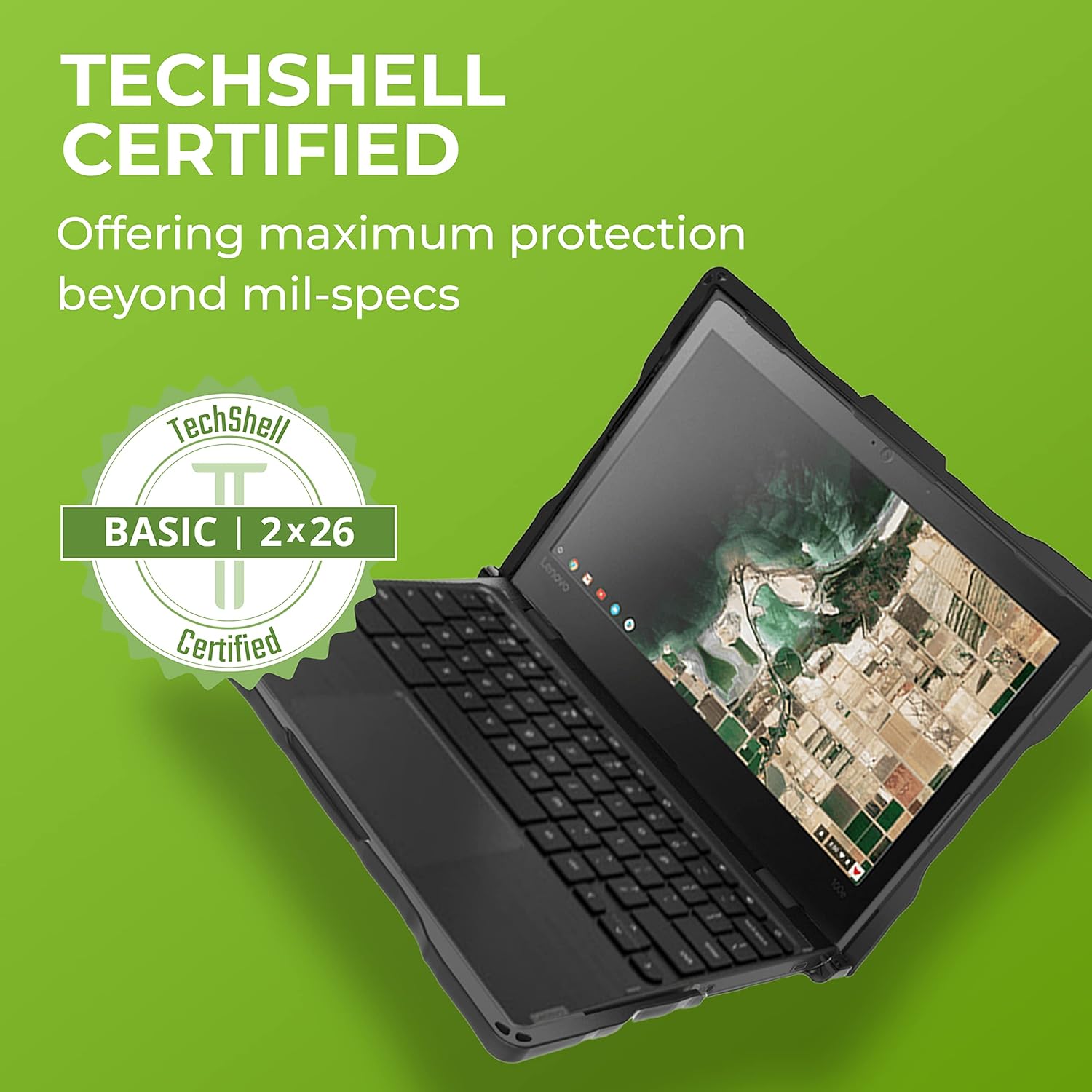 Gumdrop DropTech Laptop Case Fits Lenovo 100e Chromebook 2nd Gen MediaTek (MTK) for K-12 Students Teachers and Classrooms Drop Tested Rugged Shockproof Bumpers for Reliable Device Protection Black