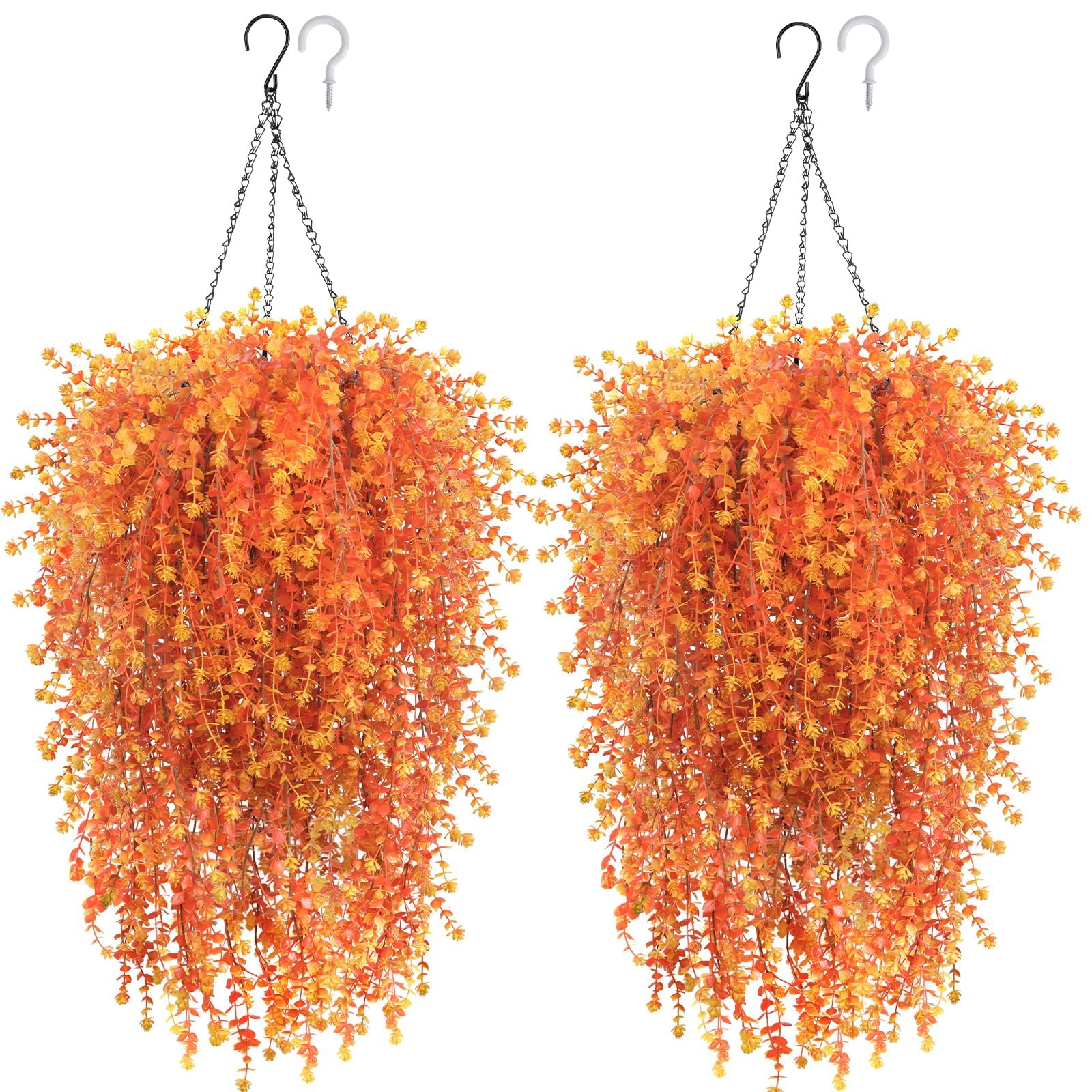 2 cestini artificiali autunnali da appendere, per esterni, fiori