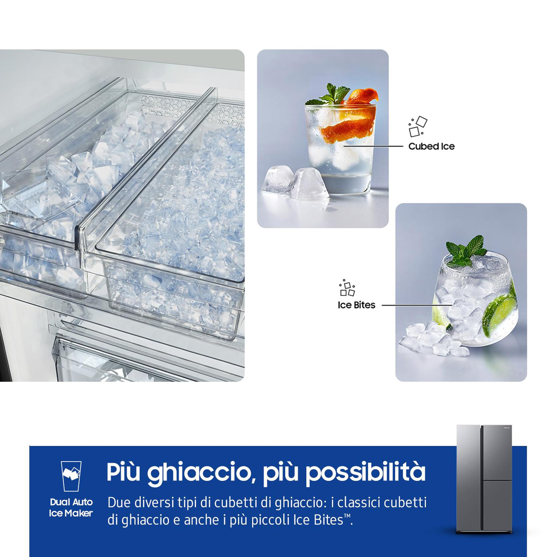 Samsung RH69CG895DS9EF Frigorifero Side by Side 645 L, 3 Porte, No Frost, Beverage Center, Dispenser Acqua e Ghiaccio, Digital Inverter, SpaceMax, Twin Cooling Plus, Wi-Fi SmartThings, Inox, Classe D