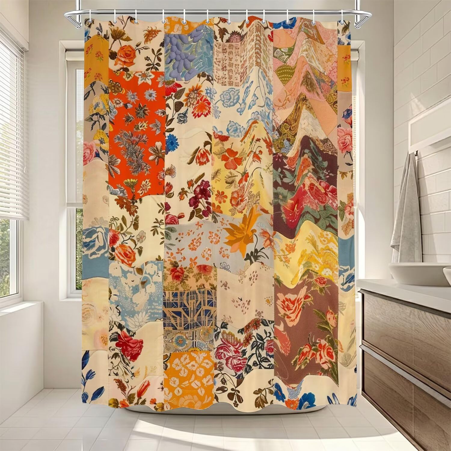 Rideau de douche géométrique 130x170cm pour transformer votre salle de bain
