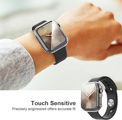 Vista 107 de Paquete de 2 fundas protectoras de pantalla de vidrio templado para Apple Watch Series 6/5/4/Series SE/SE 2/SE 3 de 1.575 pulgadas, funda protectora