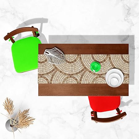 ArtzFolio Brown Mosaic | Table Runner for Dining & Center Table | Cotton Canvas Fabric | 16 x 60 inch (41 x 152 cms)