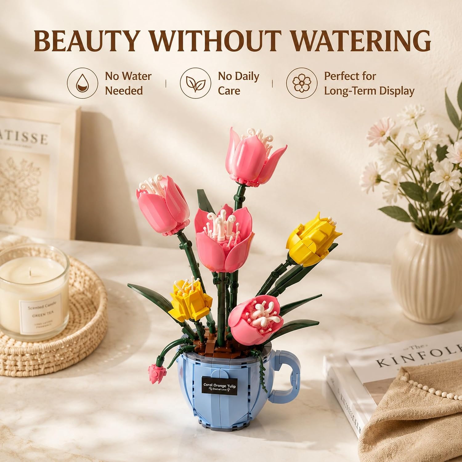 Tulip Teacup Vase Building Block Set 503PCS Everlasting image 3