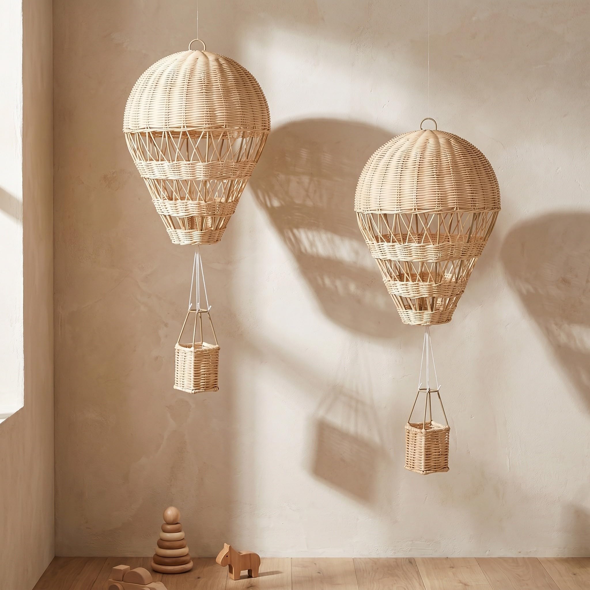 ARTIBETTER 2 Pezzi Mongolfiera Decorativa in Rattan Intrecciato da