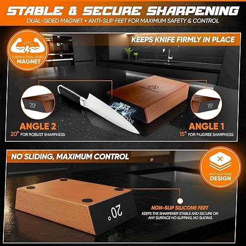 Miniatura 2 de Kit de afilador de cuchillos rodantes, rodillo de afilador de cuchillos a base de diamante para todos los niveles de dureza de cuchillos de acero,