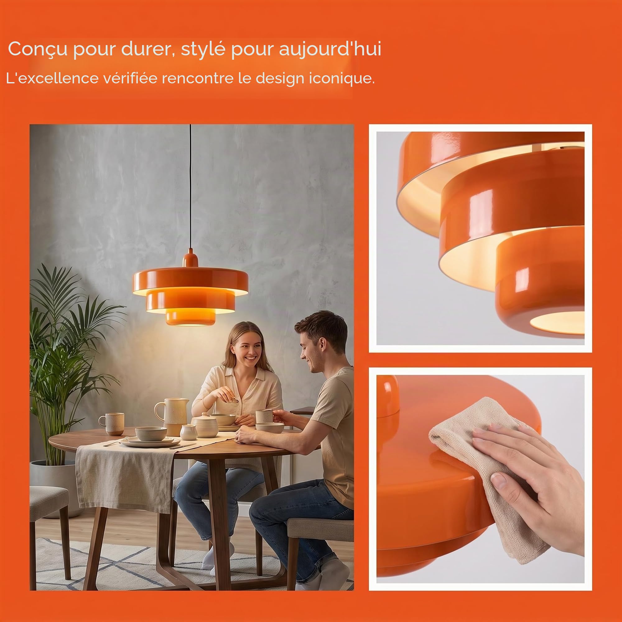 BARCELONA LED Suspension Macarron E27 Bauhaus Orange Ø35 Cm