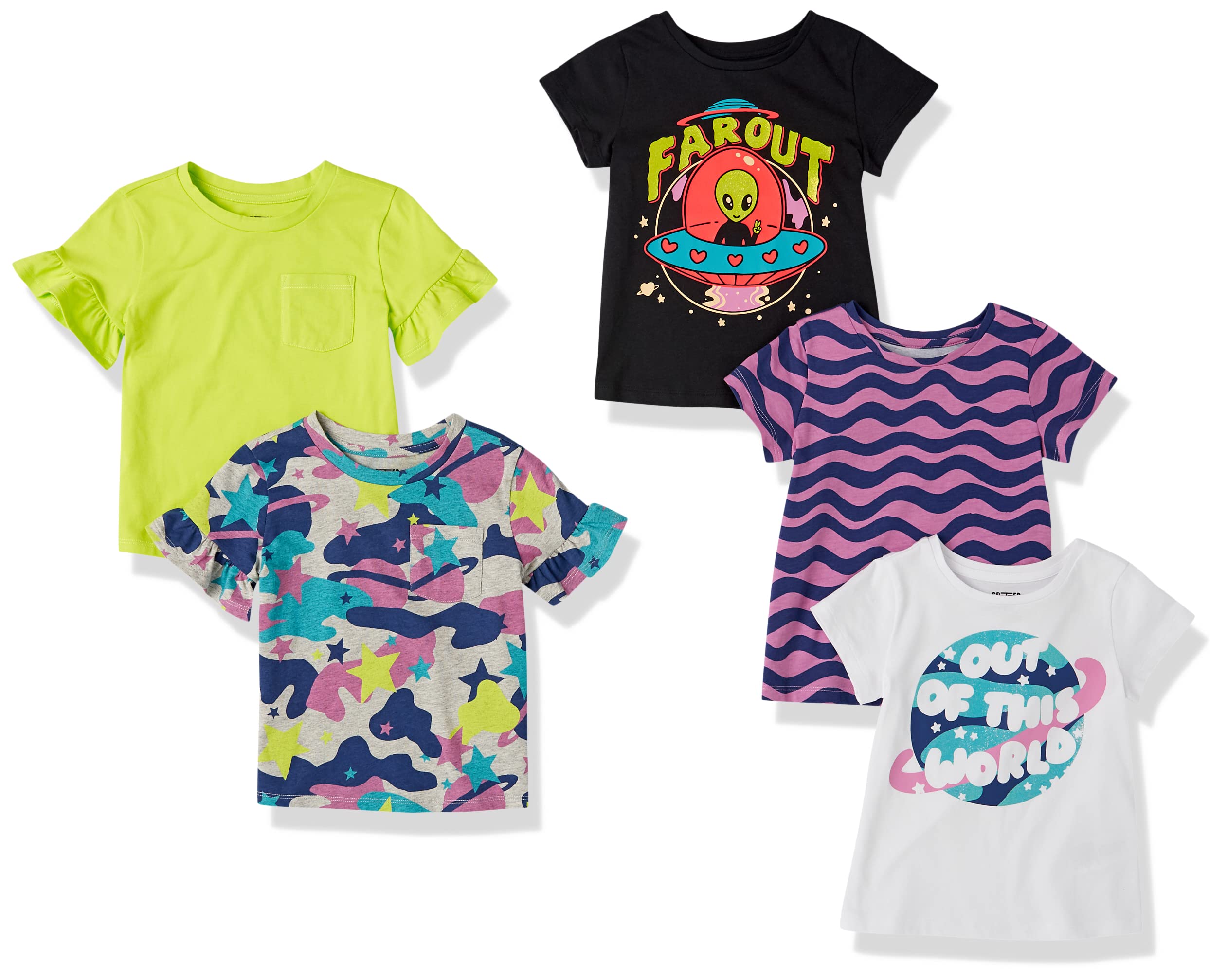 Amazon Essentials T-Shirt a Maniche Corte Bambine e Ragazze, Confezioni Multiple