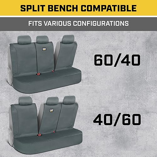Miniatura 4 de Cat Flexfit Funda de asiento trasero para coches, camiones SUV, protector de banco trasero dividido con cremallera y material de lona duradero,