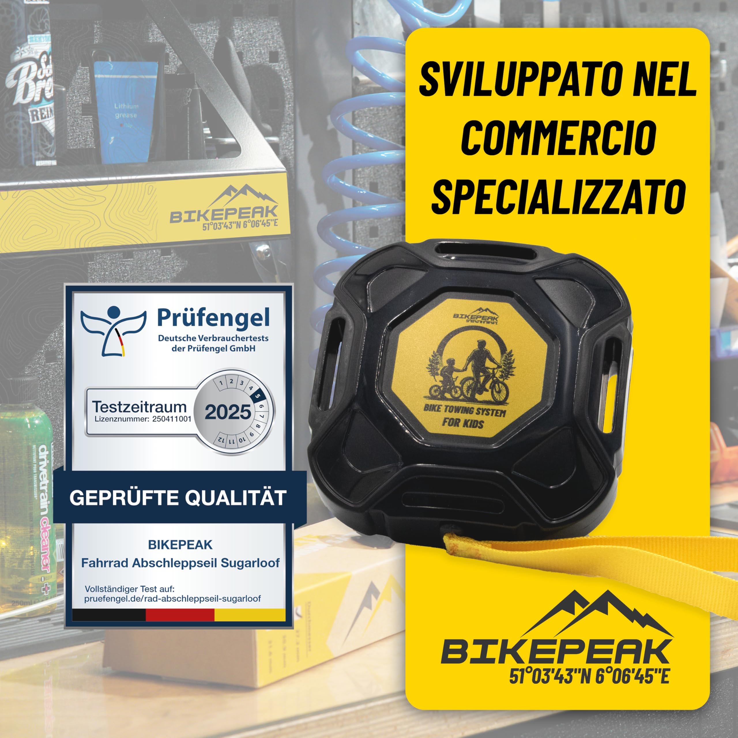 Cavo di traino per bicicletta 250 cm - Cavo per bambini, adulti e e-bike