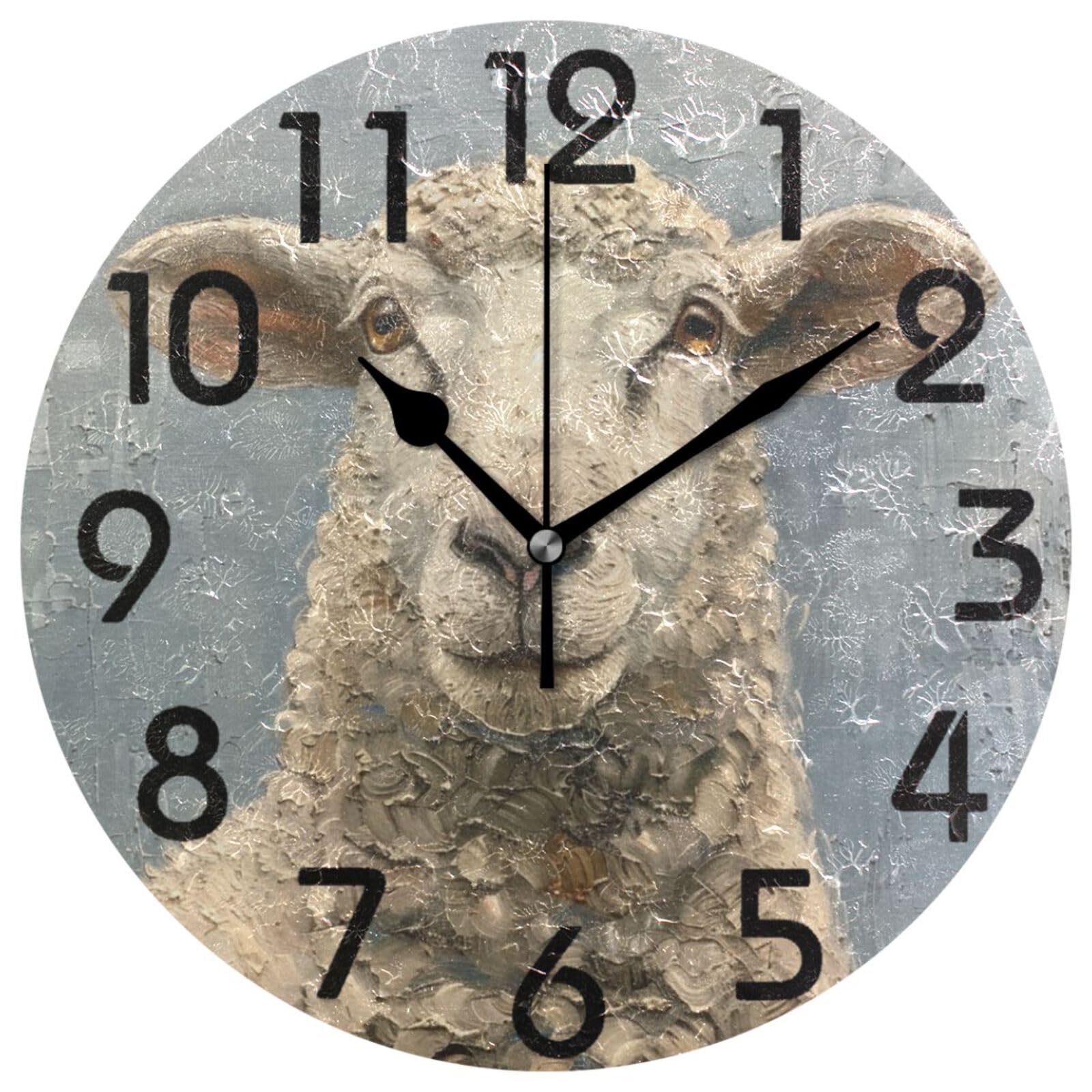 Horloge murale ronde mouton Pretty Farm 25 cm silencieuse