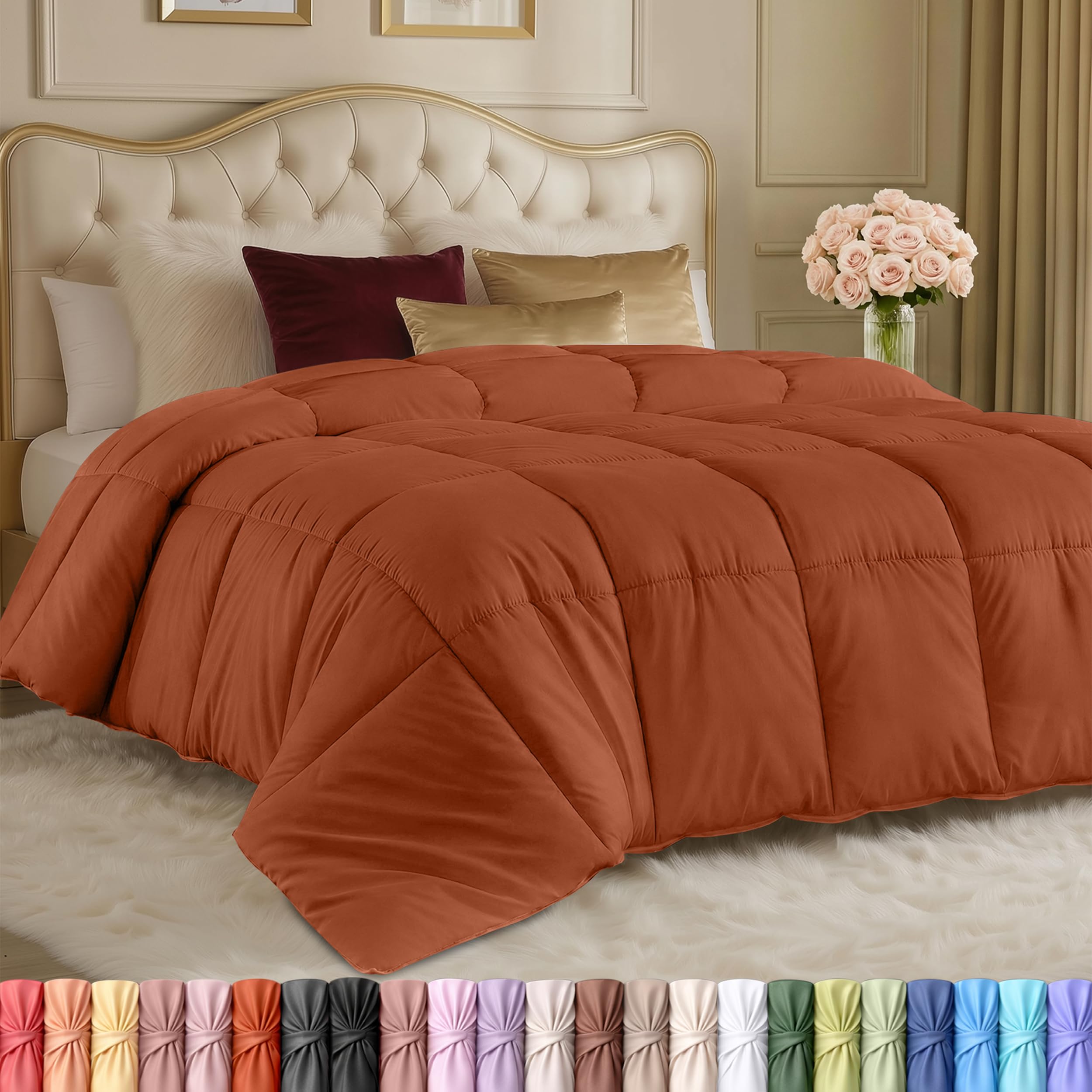 Utopia Bedding Duvet Insert, Comforter King Size 90 x 102 in, Burnt Orange