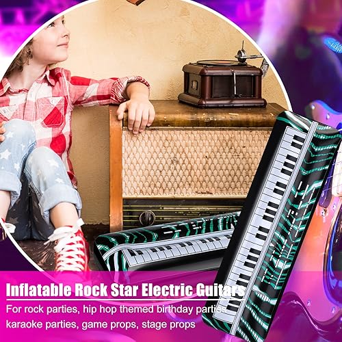 Miniatura 6 de Leyndo 2 piezas de teclado inflable, piano, estrella de rock, juguetes inflables para fiestas, teclado eléctrico inflable, piano rock and roll,