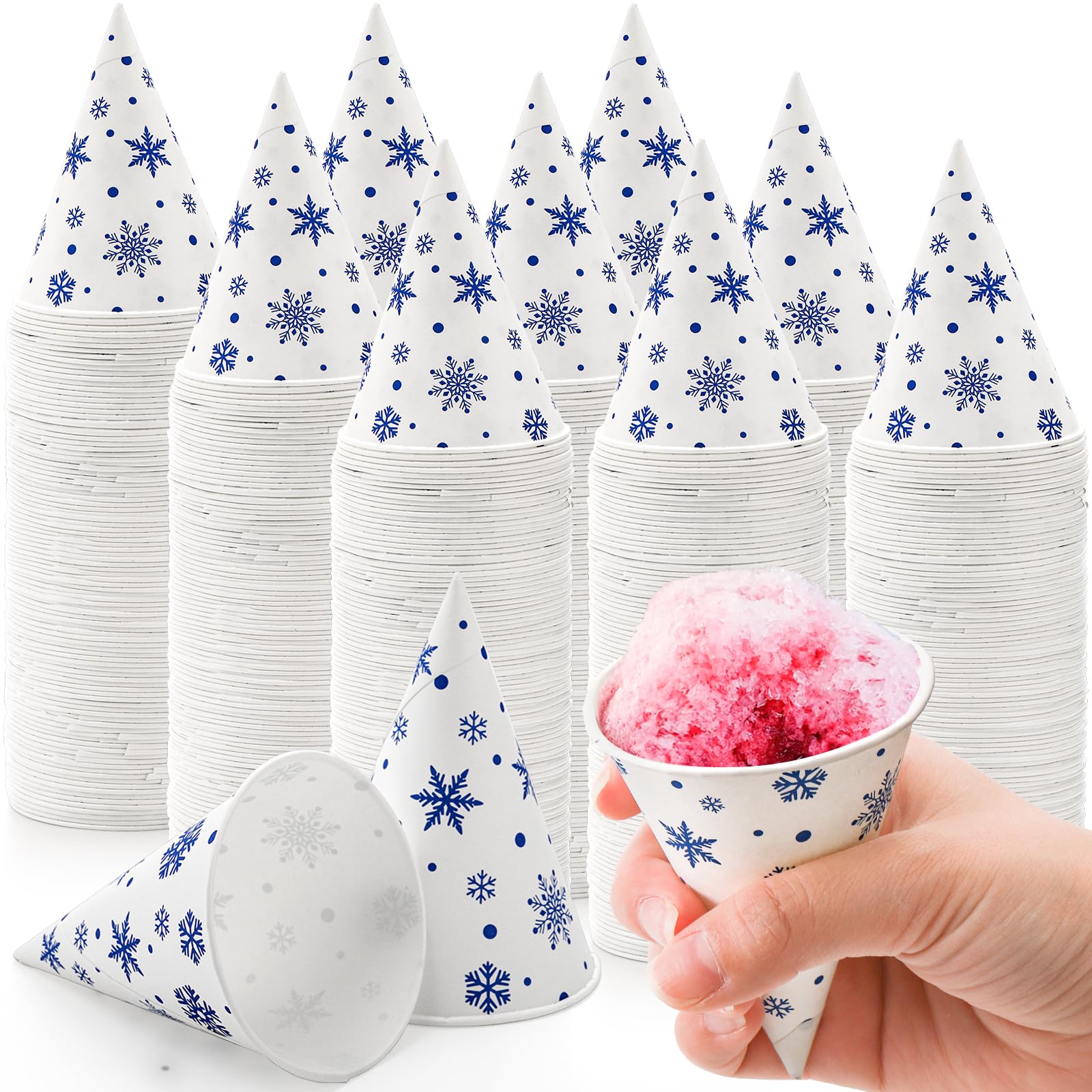 AVLA 400 Pack Snow Cone Cups, 4 OZ/120 ML Leakproof Paper Cone Water Cups for Slush, Shaved Ice, Ice Cream, Sorbet, Water, Disposable Craft Funnels for Oil, Small Dispenser Cup, Protein Powder Drinks