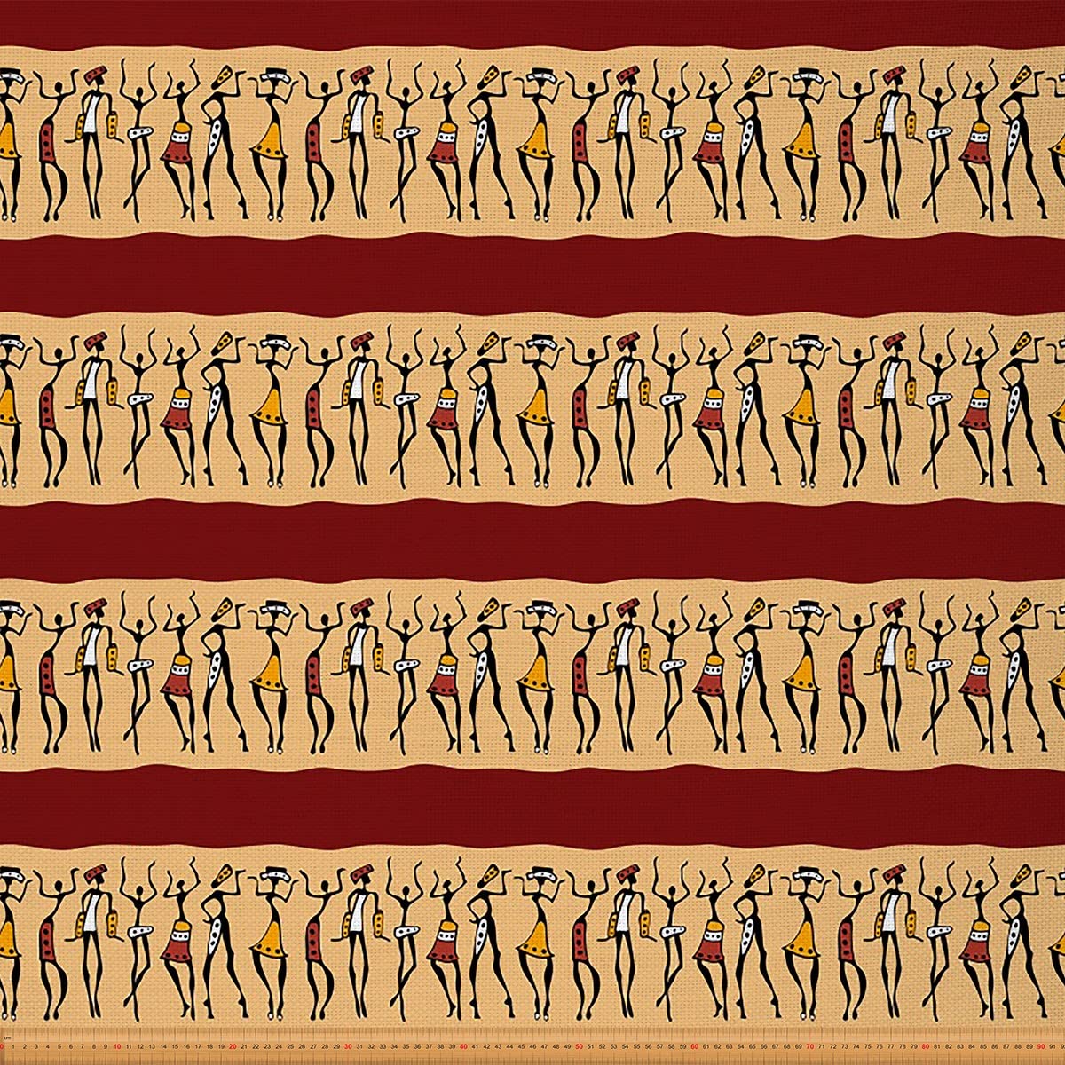 Loussiesd African Woman Fabric by The Yard,African Upholstery Fabric for Chairs,Traditional Exotic Style Fabric for Upholstery and Home DIY Projects,2 Yard,(L184*W150cm) Yellow Red