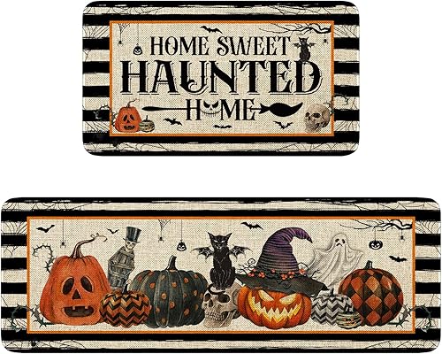Miniatura 8 de Juego de 2 tapetes de cocina de Halloween, decoración de cocina de Halloween, decoración de cocina de Halloween, decoración del hogar