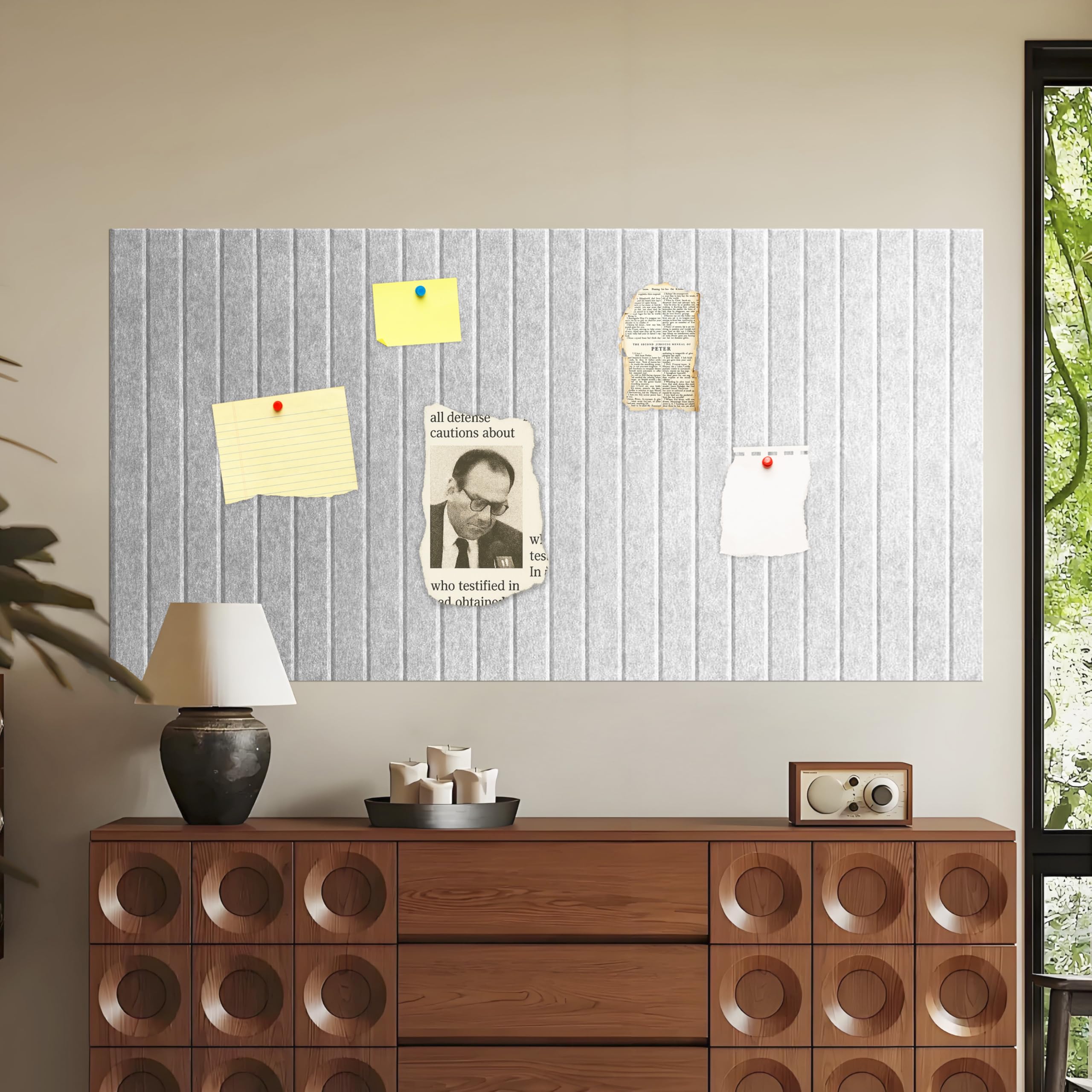 AMIGO Grande plaque en liège de 80 x 60 cm - Tableau d'affichage décoratif,mur en liège fait de feutre -1 cm d'épaisseur -Tableau photo pliable avec ruban adhésif autocollant,Gris clair