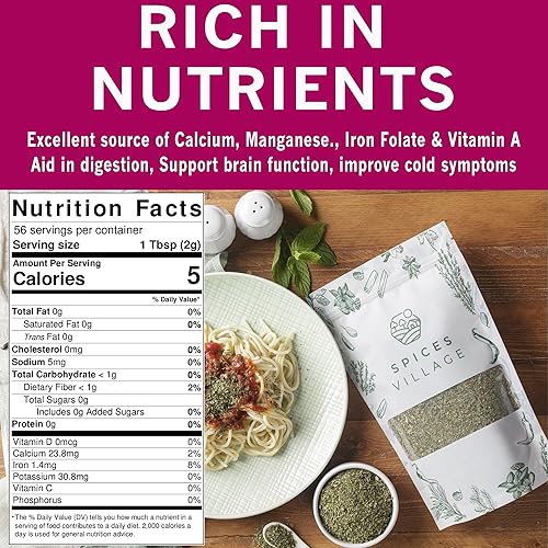 Miniatura 2 de SPICES VILLAGE Hojas de menta secas (2 onzas), hojas de menta fresca, hierba de menta, especias de menta triturada, ideal para té de hojas sueltas,