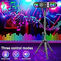 Vista 4 de Luces de DJ con Soporte, 5 en 1 Luces de DJ para Fiestas Bola de Discoteca Conjunto de Luces de Fiesta de Escenario con Control Activado por Sonido