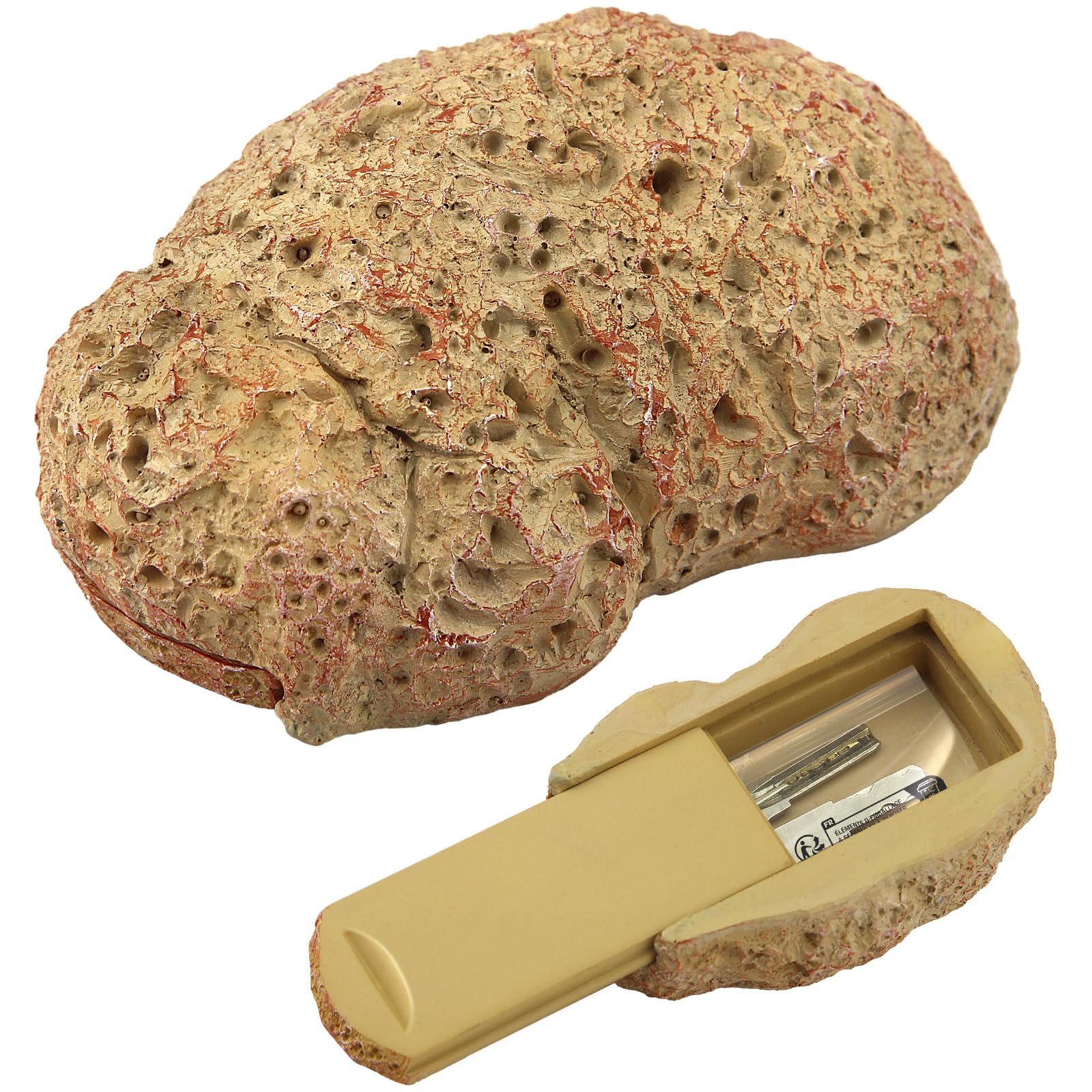 Lunhoo Fake Rock Hidden Storage Key Hider, Waterproof Key Hidden Outside, Spare Key Simulate Stone Keys Case for Garden or Yard (Yellow)