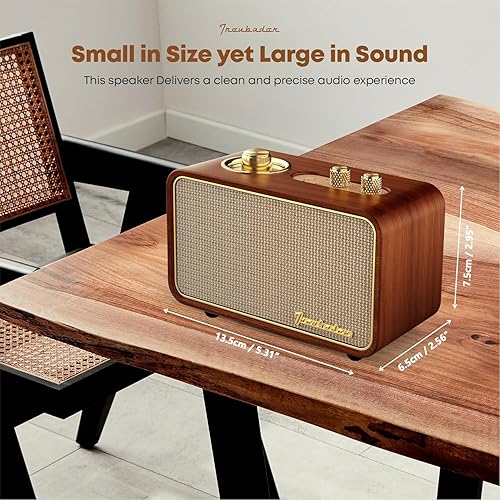 Miniatura 5 de Artlink - Altavoz Bluetooth retro, altavoz inalámbrico Artlink Stero de madera de nogal, radio AMFM, pequeño altavoz Bluetooth vintage con conexión
