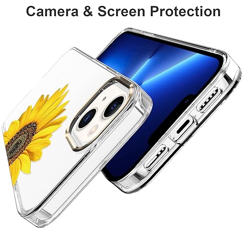 Miniatura 4 de BAISRKE Funda compatible con iPhone 13, funda transparente con flores, para mujeres femeninas, a prueba de golpes, diseño floral, carcasa trasera