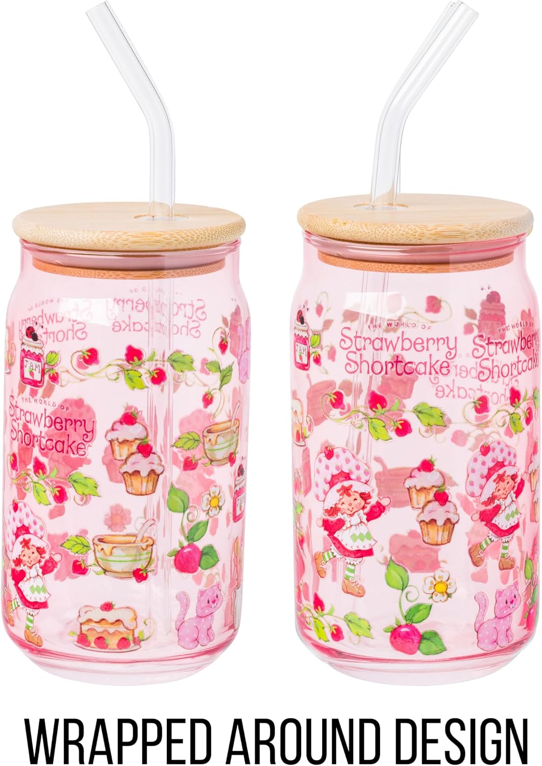 Silver Buffalo Strawberry Shortcake Berry Print, Glass Tumbler, 16oz