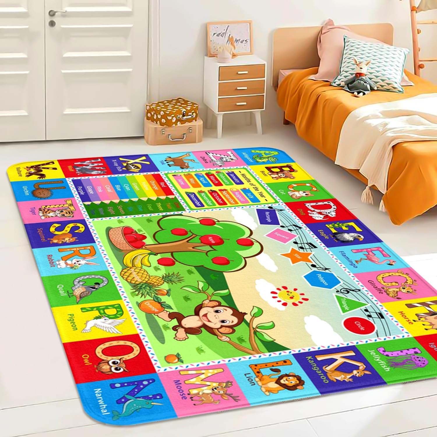 ABC Carpet, Kids Carpet 5x7 FT, ABC Alphabet Mat, Fun Game Area Rug for Kids Bedroom, Kids Educational Rug for Room, Living Room, Nursery Room, Toddler Classroom Decor