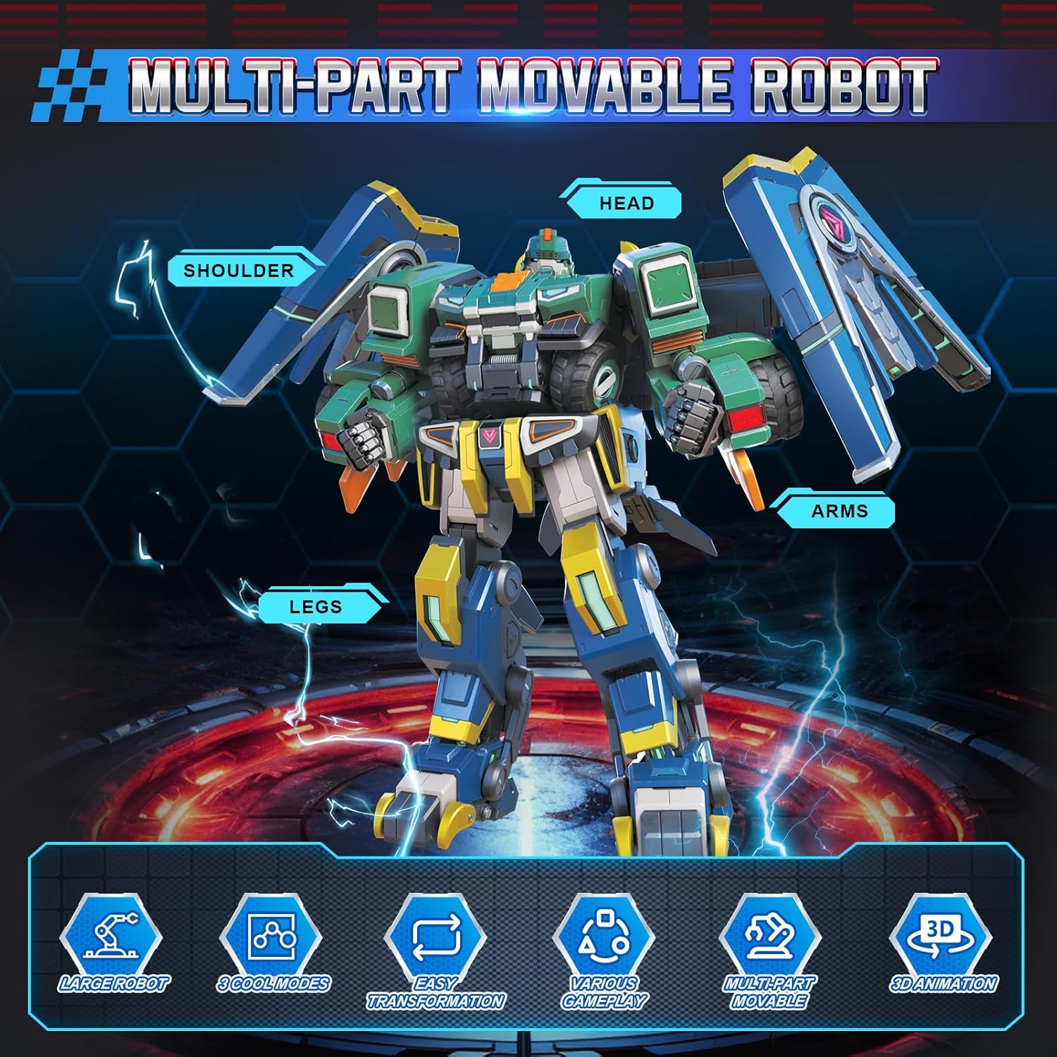 QUANTUM HEROES DINOSTER Transformable Robot 3 in 1 Stego Blast Wing, 11.81 Inches, Transforming Toys for Kids, Chariot Toys, Dinosaur Robot for Boys Girls 5 6 7 8 9 10 Years Old