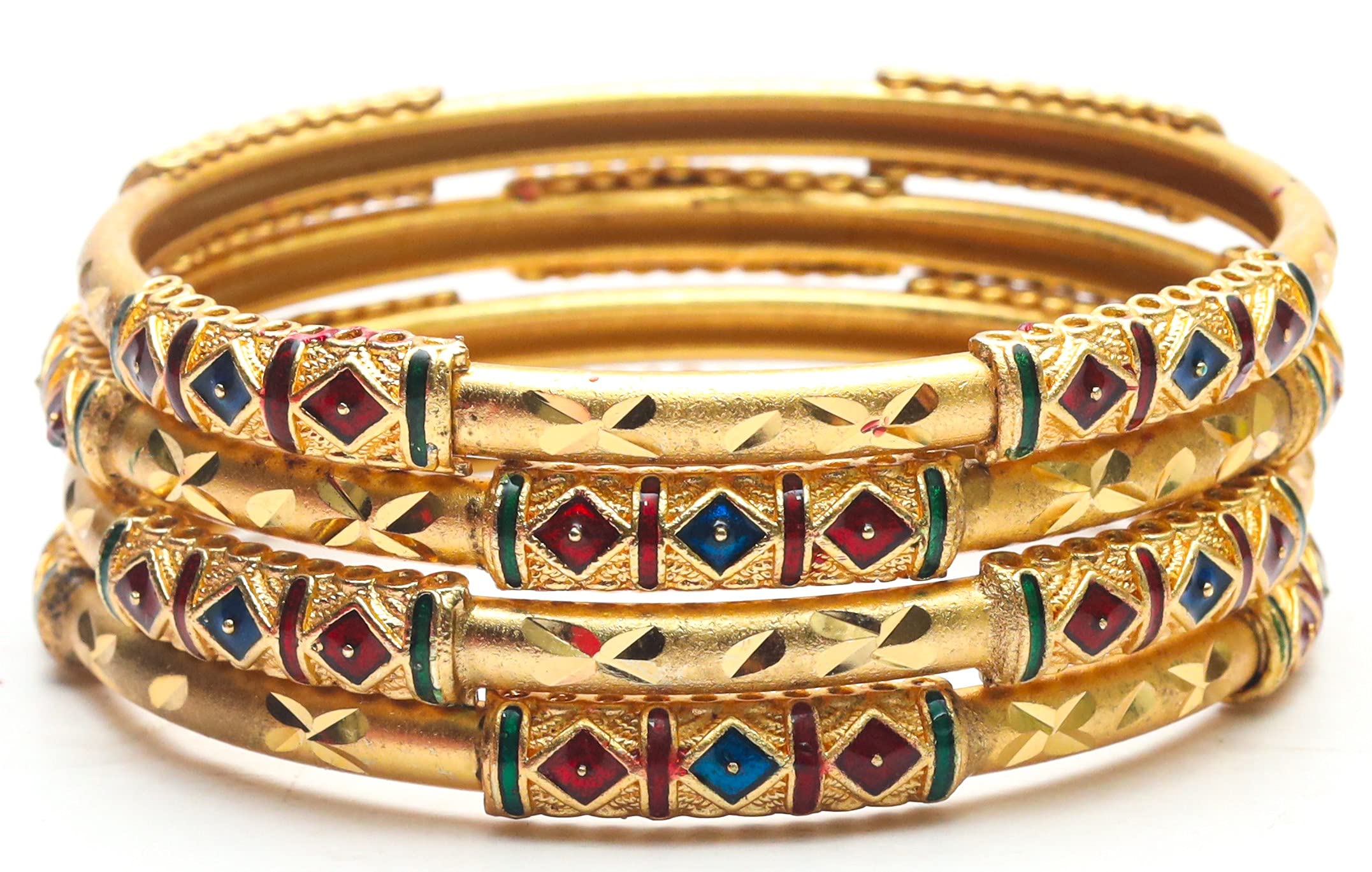 Swara Creations Brass Bangles/Kada Set with meenakari work for Women and Girls(4 pc) (B09BKTPK7H) Amazon Price History, Amazon Price Tracker