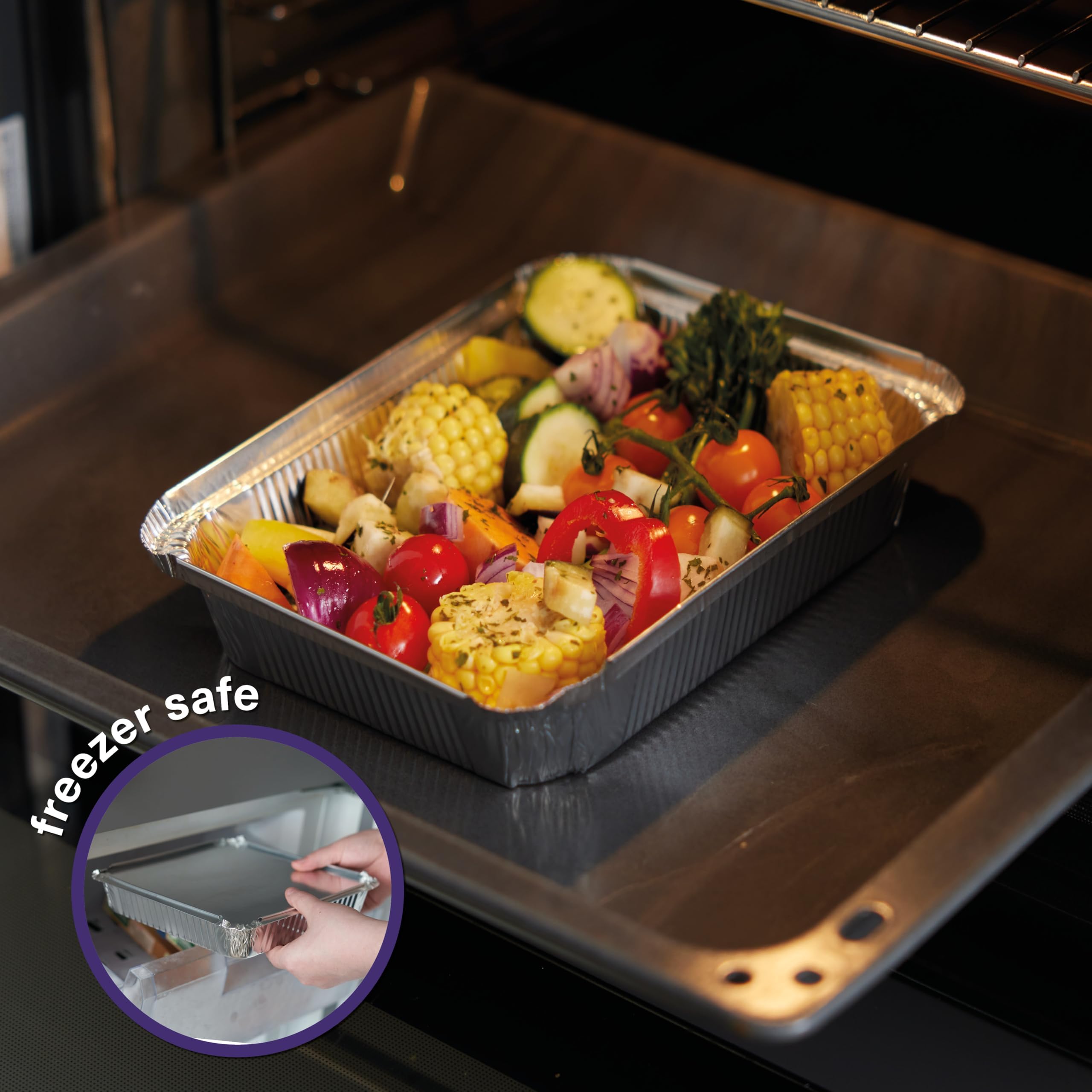 MATANA 50 Aluschalen mit Deckel – 22×17 cm (1200 ml), 4,2 cm tief | Schwerlast-Aluminium Backofen- & Grillschalen – Robuste Auflaufformen, Stapelbar, Ofen- & Gefrierschrankgeeignet