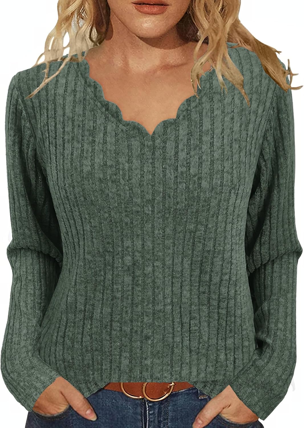 JomeDesign Womens Sweaters Casual Long Sleeve V Neck Lightweight Tunic Pullover Sweater Tops