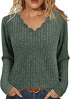 JomeDesign Women's Long Sleeve V-Neck Lightweight Tunic Sweater Tops Casual Fall Pullover for Leggings 2025