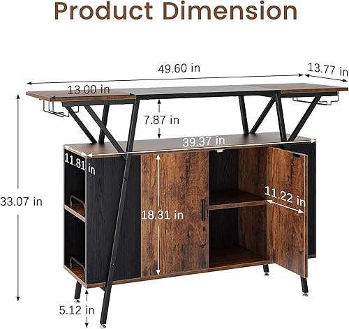 Miniatura 3 de kepptory Isla de cocina con almacenamiento Aparador de cocina de granja gabinete de bufé con soportes para copas y estante ajustable gabinete de bar