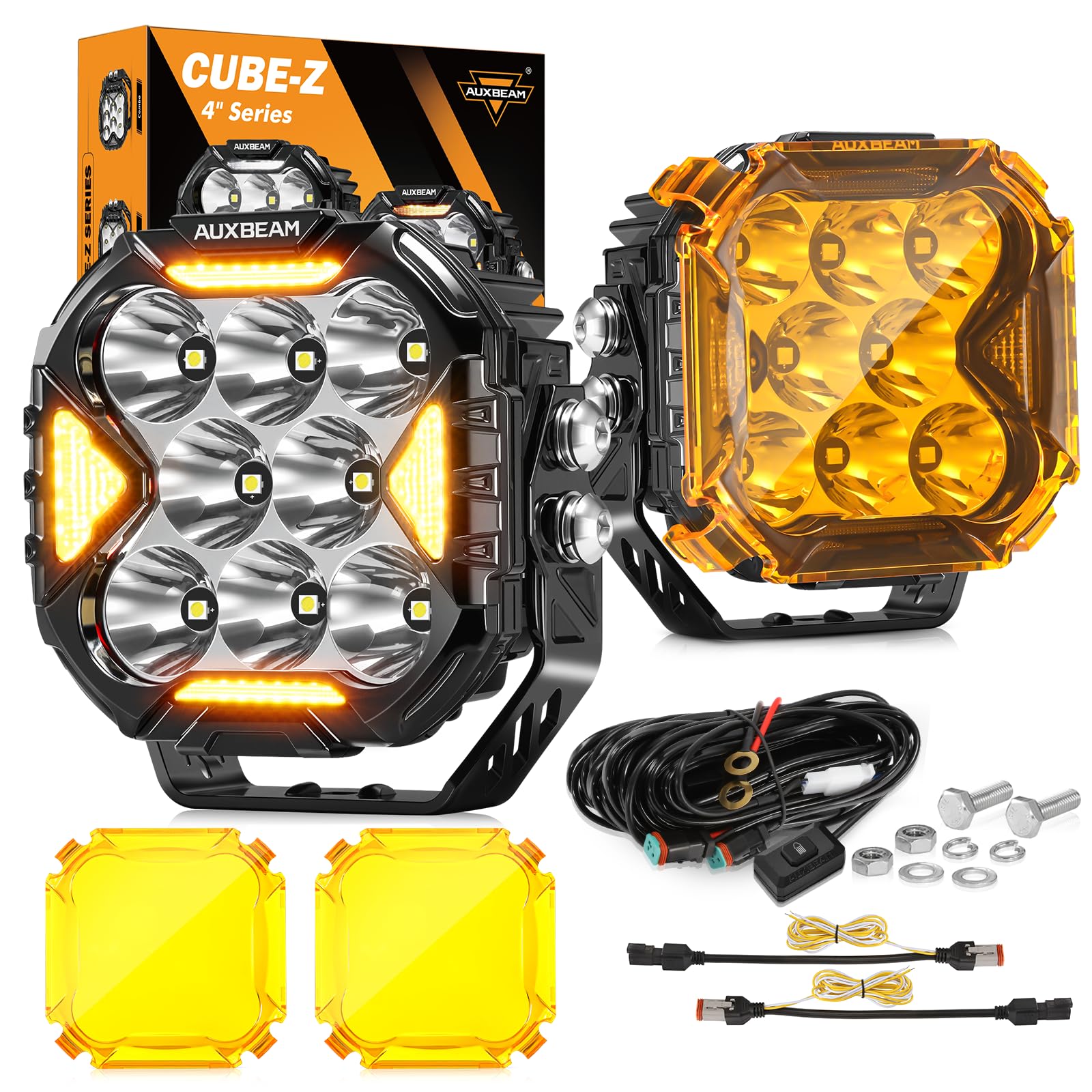 Auxbeam 4'' 128W LED Pods Spot Off-Road Ditch Lights, Cube-Z Series Light