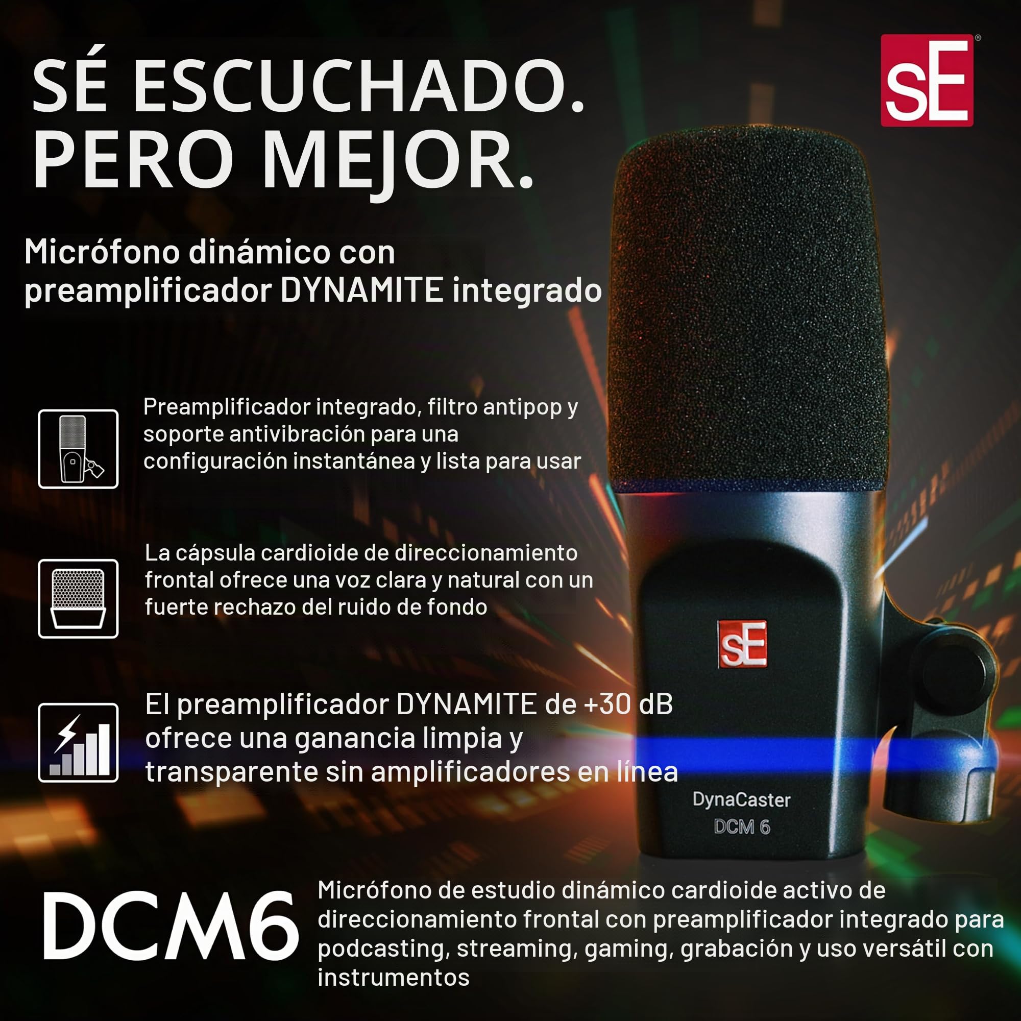 SE Electronics DCM6 Dynacaster DCM 6 - Micrófono de transmisión, Color Negro