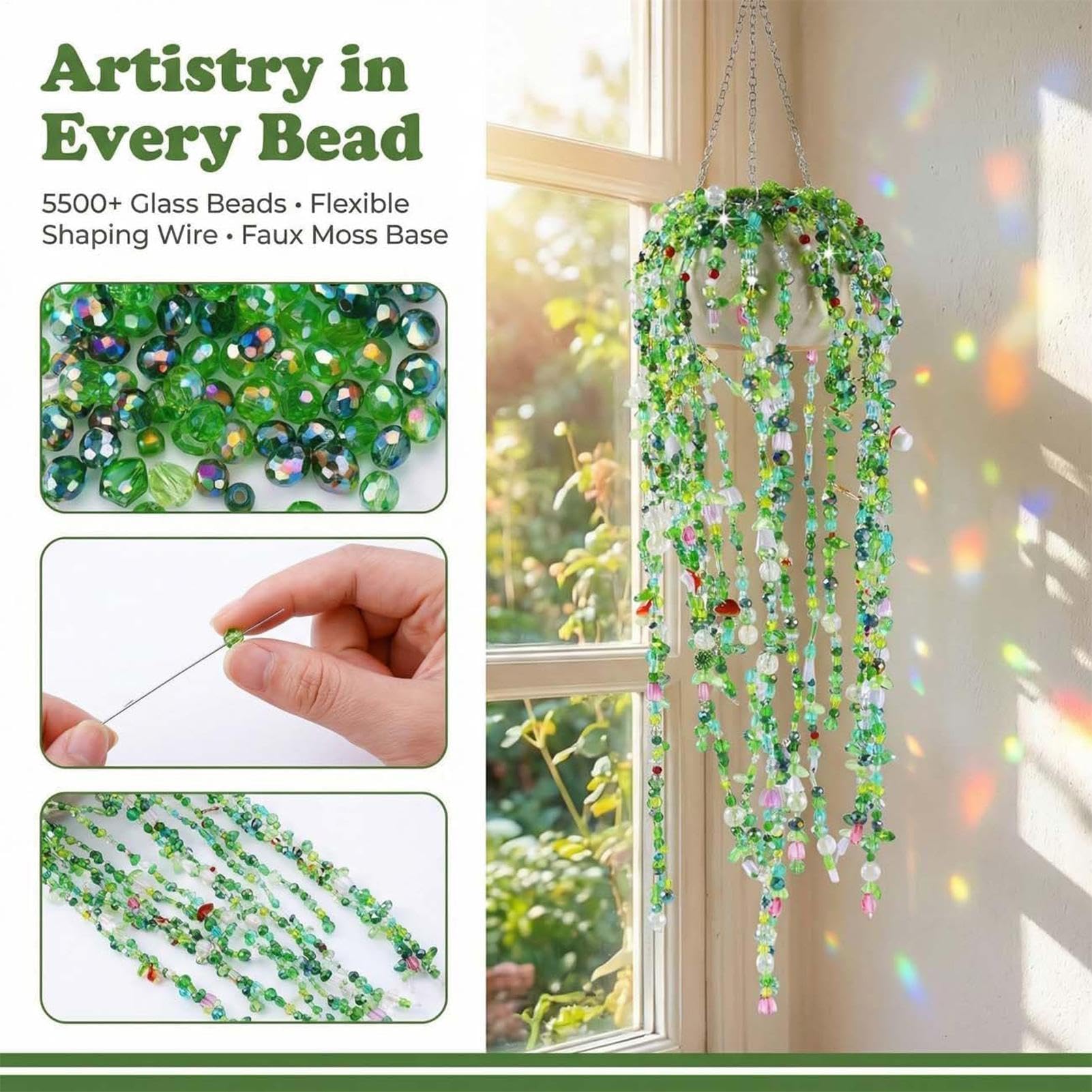 Kit Creazione Piante Perline Kit Fai Da Te Fioriera Artificiale | Set Fioriera Di Perline Per Creazione Gioielli Principianti Adulti Hobbisti Casa Balcone Decorazione