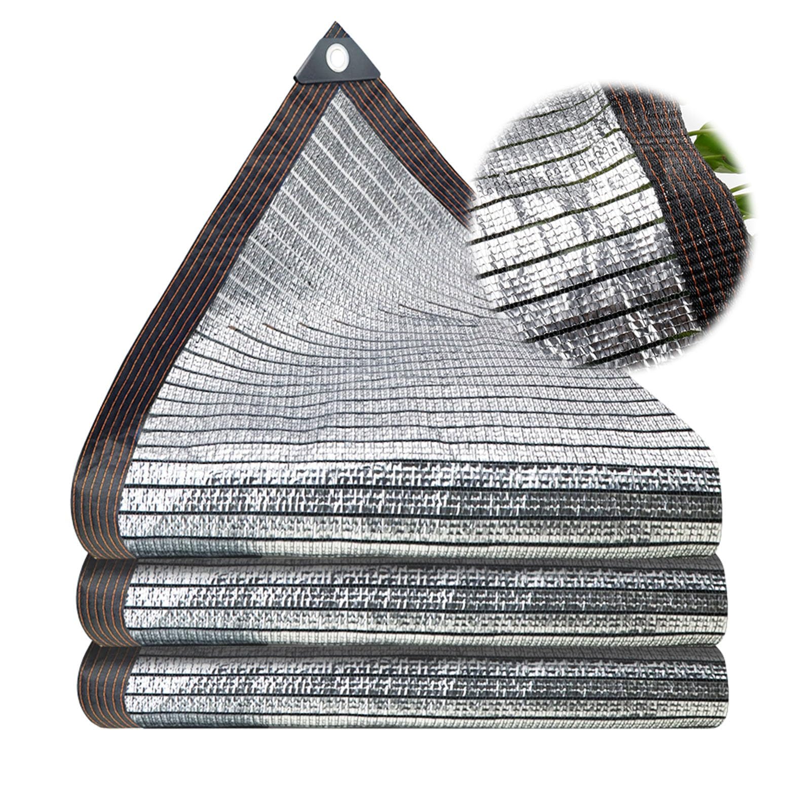 AJTXCSFOQL 75% Aluminum Shade Cloth Sun Shade Net with Grommets, Aluminet Sunblock Netting Mesh Tarp for Garden Greenhouse Flower Plant Patio Kennel, Tear Resistance(3 x 6m)