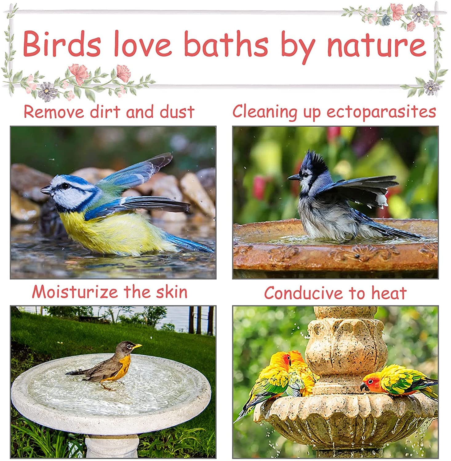 Vasca Da Bagno Per Uccelli Trasparente 13x13x17 Cm - Con 6 Giocattoli In Legno, Design Antigoccia Per Gabbie - Foto 12