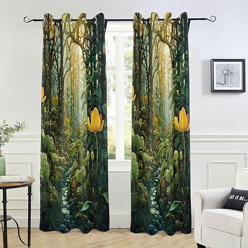 Miniatura 6 de Wonderland - Cortinas verdes para ventana de dormitorio, 84 pulgadas de largo, 84 pulgadas de largo, cortinas opacas para cafetería, 1 panel