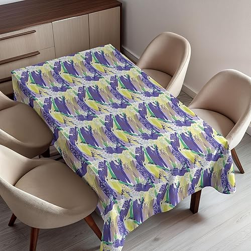 Miniatura 1 de Ambesonne Abstract Tablecloth, Brushstroke Pastel Colors Retro Hipster Funky Modern Demonstration, Rectangular Table Cover for Dining Room Kitchen