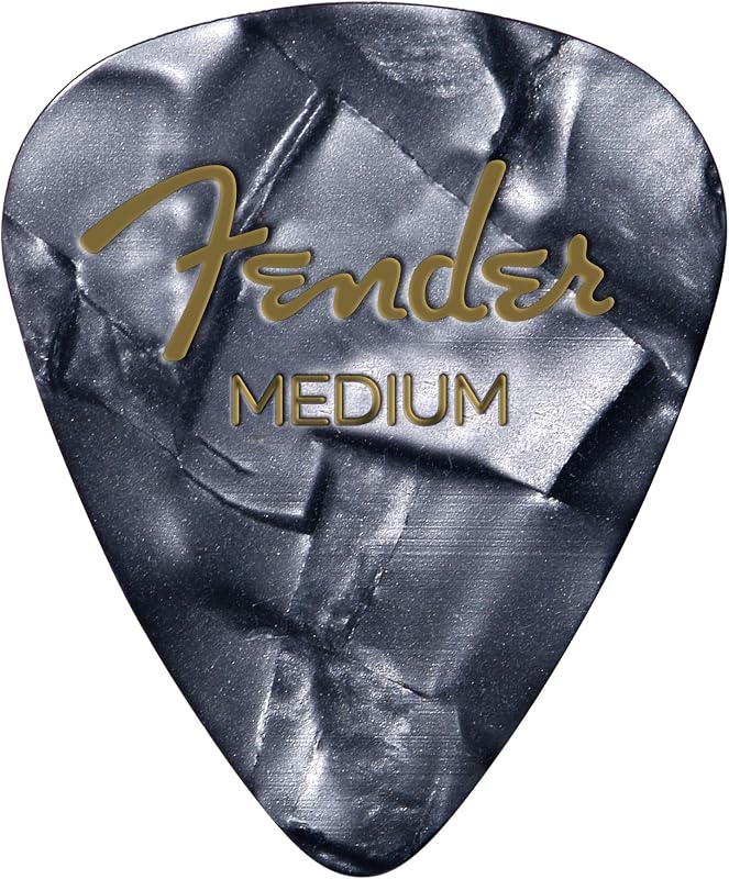 Selecciones de Celuloide Fender Pearl, 351, Moto Negro, Medio, Paquete de 12