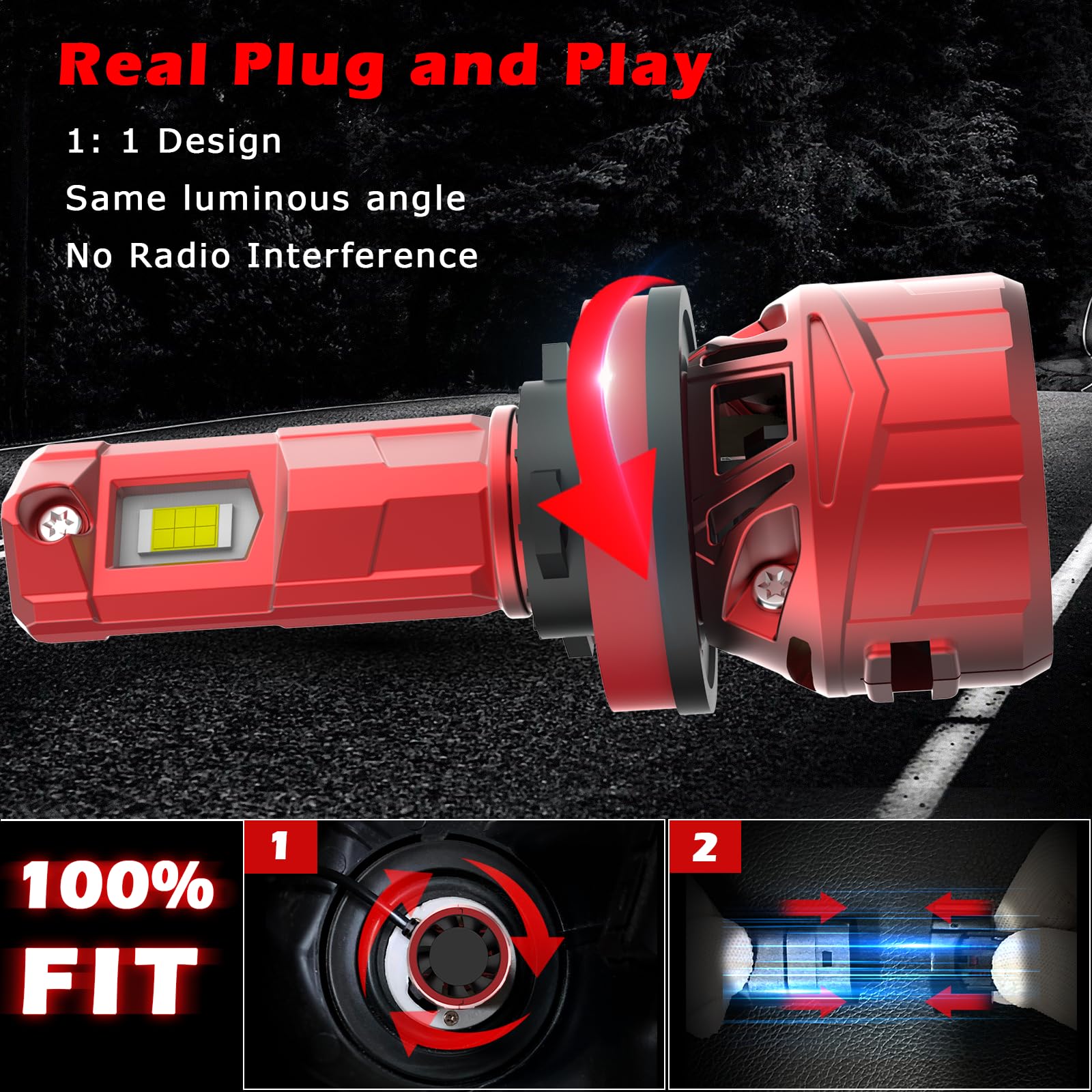 H11+H9 LED Headlight Bulbs For 2020-2021 Silverado 2500/3500 - 6000K White, 16,000LM