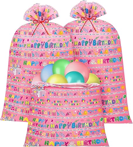 Miniatura 7 de Zonon 3 unidades de 56 pulgadas extra grande de regalo de cumpleaños de San Valentín, bolsas de regalo de plástico de gran tamaño, bolsas de regalo